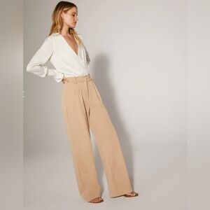 Favorite Daughter High-Waist Wide-Leg Pants in Nude Beige